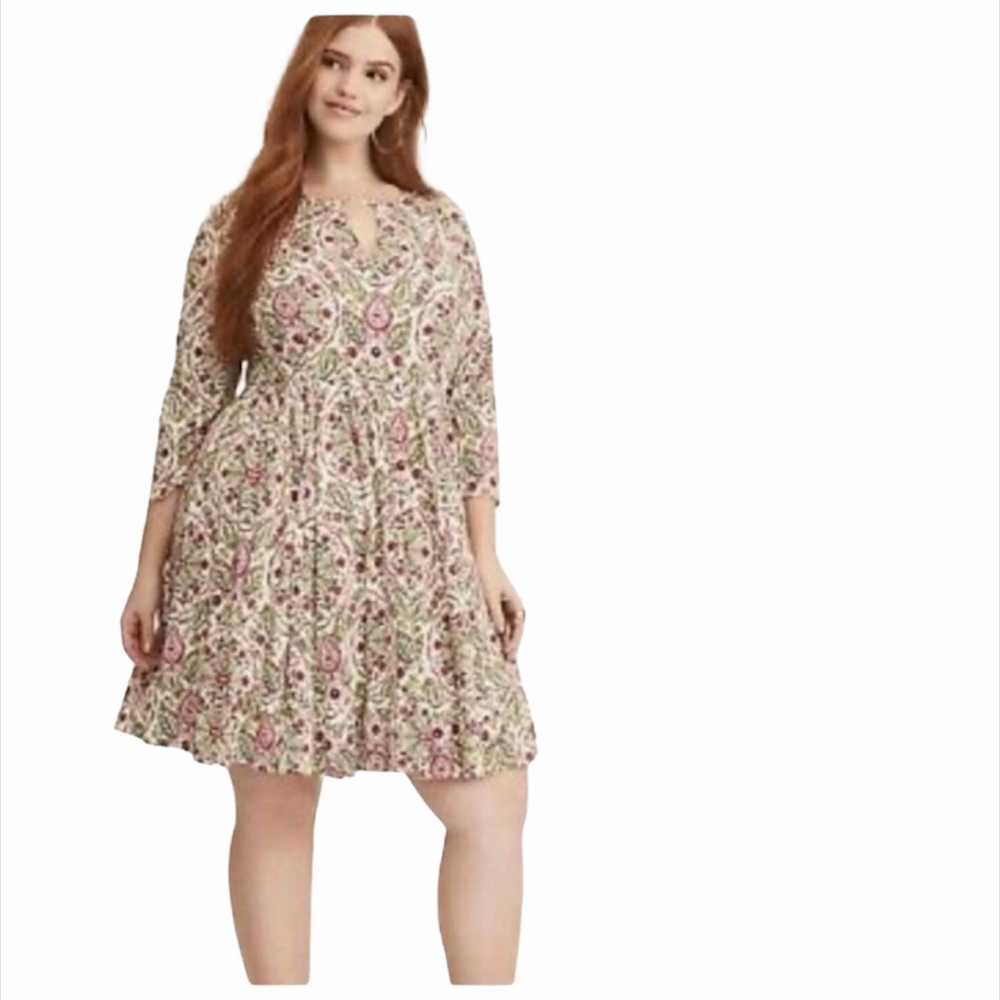 Torrid Flowy Floral Print Challis Mini Skater Dress Size 12 - Picture 2 of 13